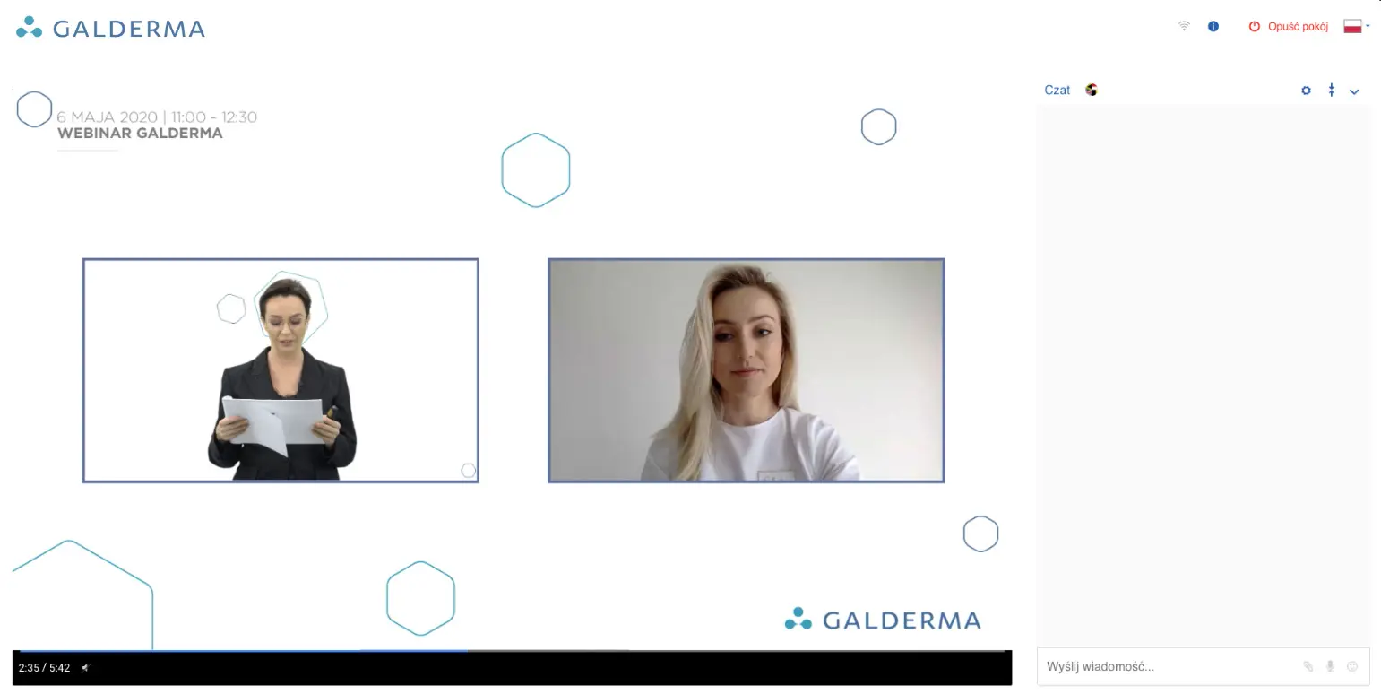 Speaking during the Galderma webinar in a room of CONREGO Live platform